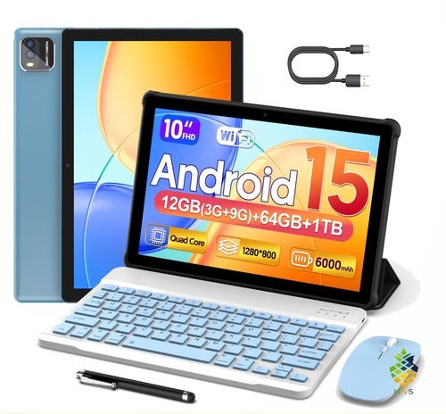 10in Tablet Android 12GB 64GB 1TB Expand 6000mAh 2MP+8MP WiFi 2-in-1 Tablet UK