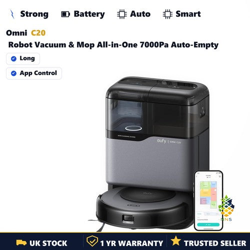 Omni C20 Robot Vacuum & Mop All-in-One 7000Pa Auto-Empty Wash Dry Refurbed UK