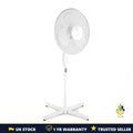 Premium 16" Pedestal Fan White Oscillating 3 Speed Quiet Adjustable Standing UK