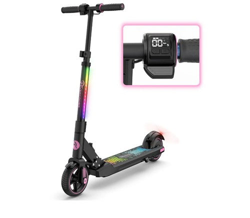 EVERCROSS EV06C Pink Kids Electric Scooter Ages 6-12 Foldable LED 15km/h 6.5in