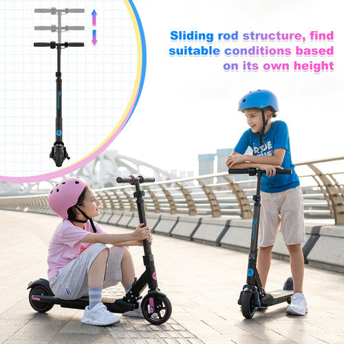 EVERCROSS EV06C Pink Kids Electric Scooter Ages 6-12 Foldable LED 15km/h 6.5in