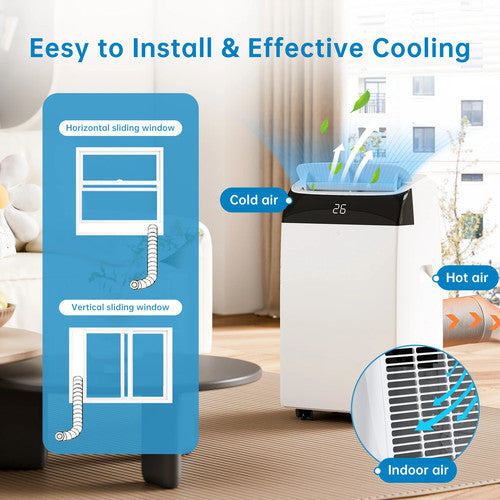 HiMISS Portable Air Conditioner 12000BTU 4in1 Cooling Dehumidifier Fan AC UK