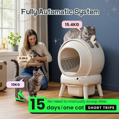 60L Cat Litter Box Anti-Pinch Sensor Odour Isolation Large Enclosed Cat Toilet