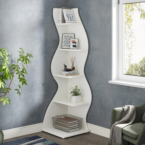 Tribesigns 5-Tier Corner Bookshelf Modern Industrial Designer Storage Display UK