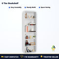 6-Shelf White Modern Bookcase Storage Shelf Organizer 71.4" H UK