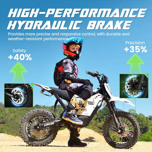 VIPCOO 3500W Electric Dirt Bike 48V 23AH 12/14-inch Off Road Track Race Fast MTB