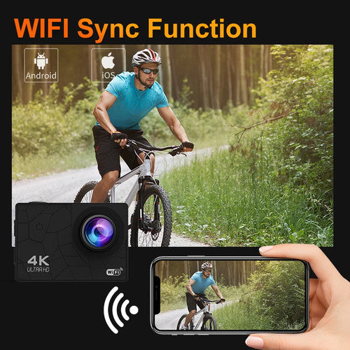NNS Action Camera 4k Ultra FHD Remote control IP68 sport cam 120° Android iOS