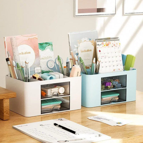 Transparent Drawer Storage Box Desktop Organizer School Supplies