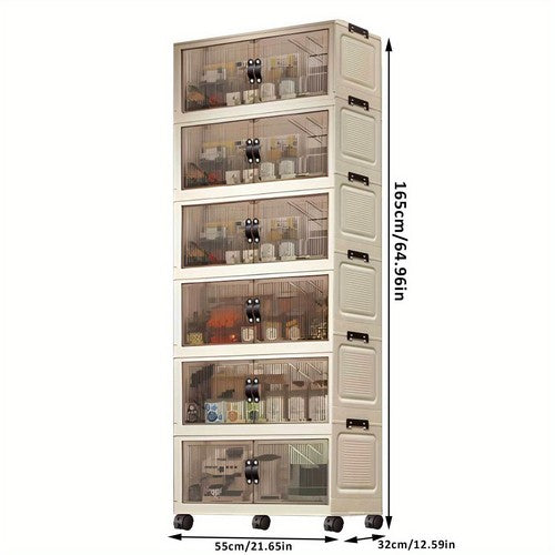 6 Tier Stackable Storage Bins Lids Doors Waterproof Organiser Boxes 55x32x165cm