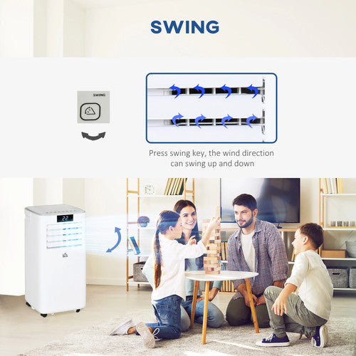 HOMCOM 7000 BTU Portable 4 in 1 Air Conditioner Dehumidifier Fan Swing White AC