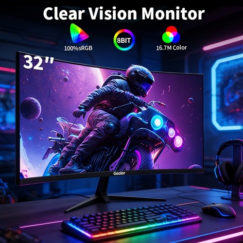 Gawfolk 32 Inch Curved Gaming Monitor 2K QHD 180Hz 1800R FreeSync VESA HDMI UK