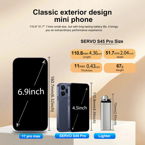 SERVO Android 10 4G LTE 4.5inch Dual SIM 2GB RAM 16GB ROM Fast Smartphone