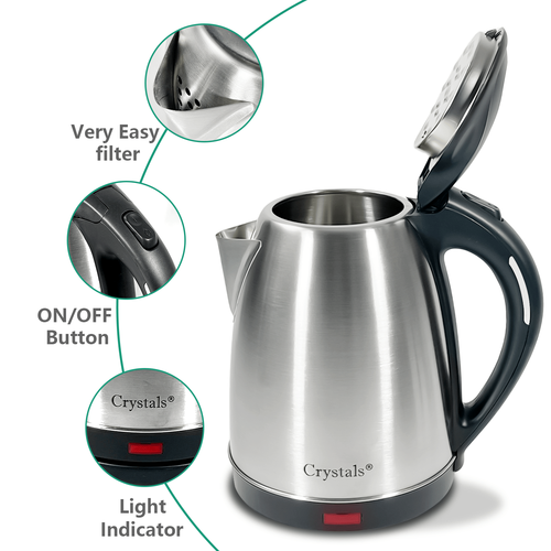 1.8L Stainless Steel Electric Kettle 1500W Fast Boil Cordless Auto Shut-Off UK