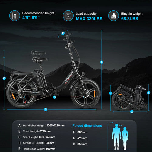 SAMEBIKE CY20PRO 26inch Folding E Bike 36V 15.6Ah Long Range City Cruiser UK