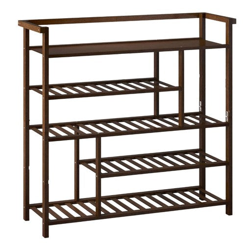5-Tier Bamboo Shoe Rack Storage Organiser Space-Saving Hallway Bedroom UK
