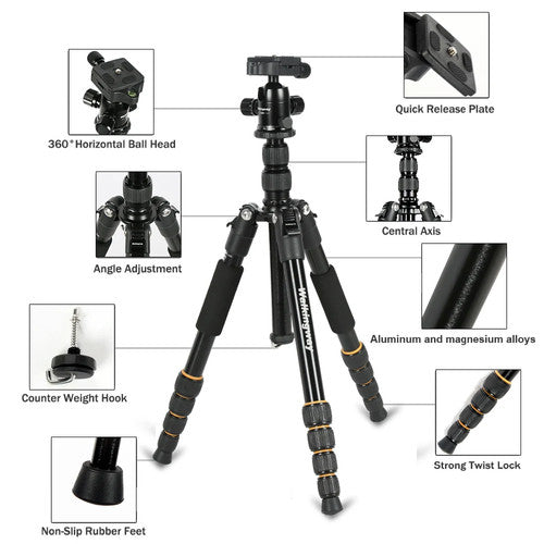 Walking Way Q666 Professional Camera Tripod Phone Stand Tripod Portable Travel