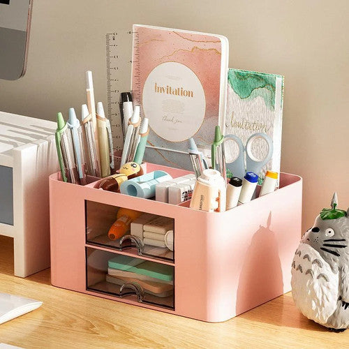 Transparent Drawer Storage Box Desktop Organizer School Supplies