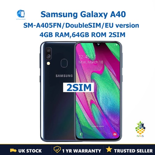 SAMSUNG Galaxy A40 Android Phone 25MP 3100mAh 4G UK 1080x2340 Yes Not Detachable