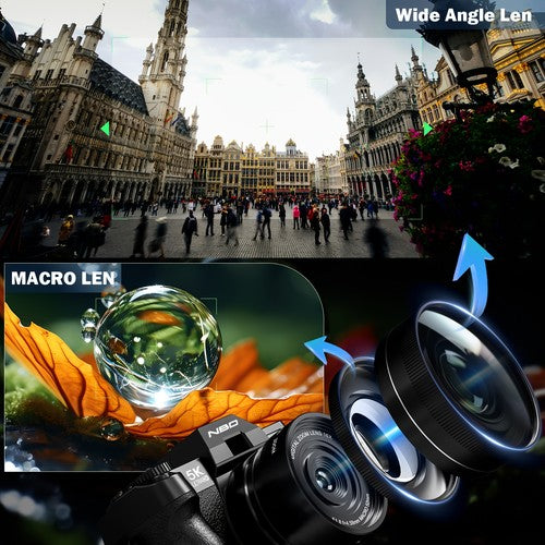 NBD Digital Camera 5K 64MP 16X Zoom WiFi Flip Screen Camcorder Vlogging YouTube