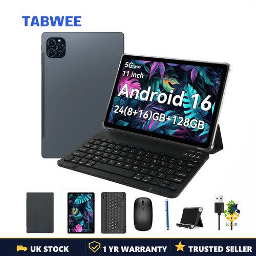 NNS T90 11in Android Tablet 24GB 128GB T615 5G WiFi 8000mAh + Keyboard Stylus UK