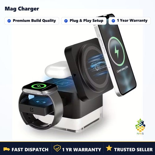3-in-1 Wireless Charging Station Fast Charger iPhone Watch AirPods Night Light
