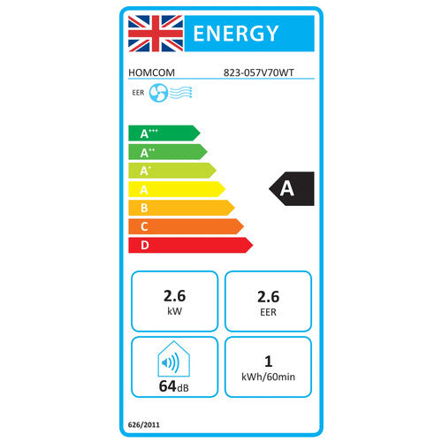 HOMCOM Power Cool 7000BTU Portable Air Conditioner Dehumidifier Timer AC UK