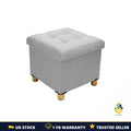 Folding Storage Ottoman Footstool Upholstered Storage Box 38x38x32cm Dark Grey