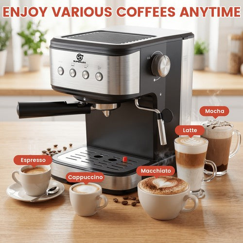 SUPERLEX Italian Style Coffee Machine 1.5L 1100W Milk Frother Latte Cappuccino