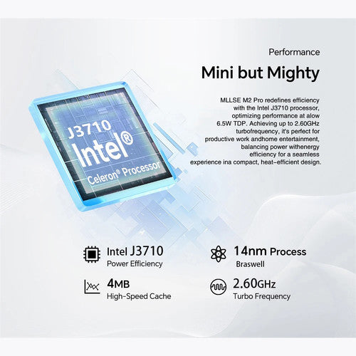 MLLSE M2 Pro Fast Mini PC Intel J3710 8GB 128GB Dual Band WiFi 5 BT 4.2