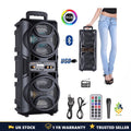 2800W Bluetooth Party Speaker Dual 6.5in Woofers Party Lights Karaoke Mic USB UK