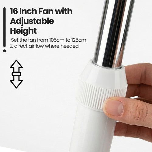 16" Pedestal Fan 3-Speed Oscillating Standing Height Adjustable Home Office UK