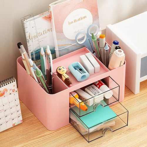 Transparent Drawer Storage Box Desktop Organizer School Supplies