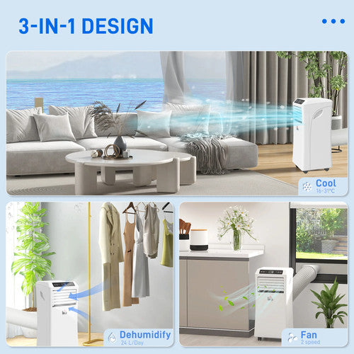 HOMCOM Mobile Air Conditioner 10000 BTU Portable White Powerful Cooler AC UK