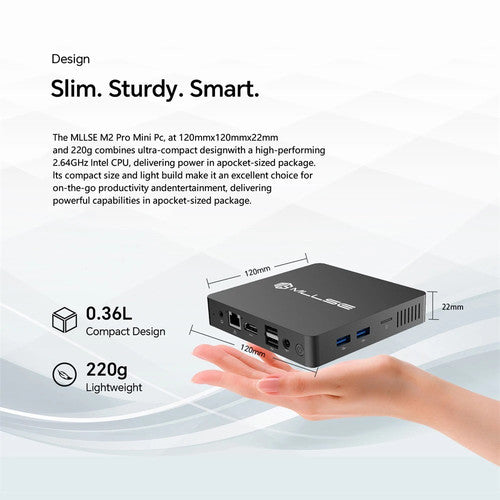 MLLSE M2 Pro Fast Mini PC Intel J3710 8GB 128GB Dual Band WiFi 5 BT 4.2