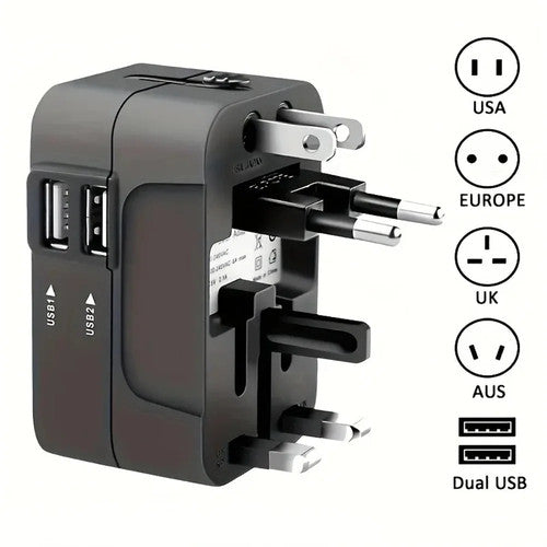 NNS Universal Travel Adapter EU/UK/US/AU Plug Converter USB Charger