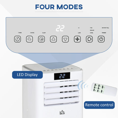 HOMCOM 7000 BTU Portable 4 in 1 Air Conditioner Dehumidifier Fan Swing White AC