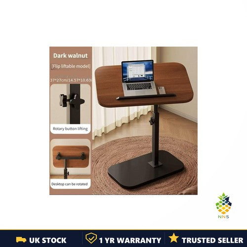 360 Flip Desktop Adjustable Side Table Snack Table Metal Frame Wood 40x40x70cm