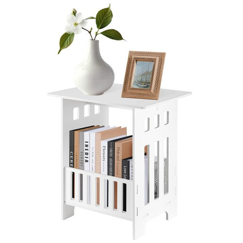 Small Side End Table Lamp Stand Nightstand with Storage Shelf White UK