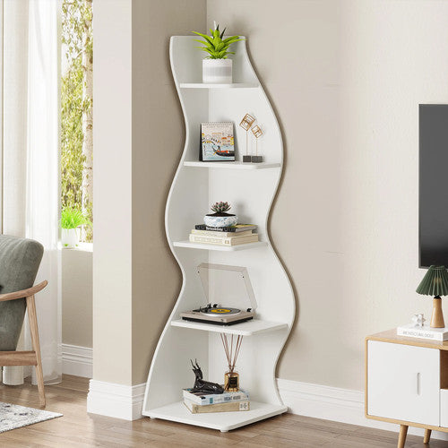 Tribesigns 5-Tier Corner Bookshelf Modern Industrial Designer Storage Display UK