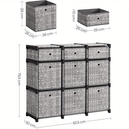 9-Cube Drawer Organiser Canvas Storage Unit Bookcase 83.5x30x79.5cm Bedroom UK