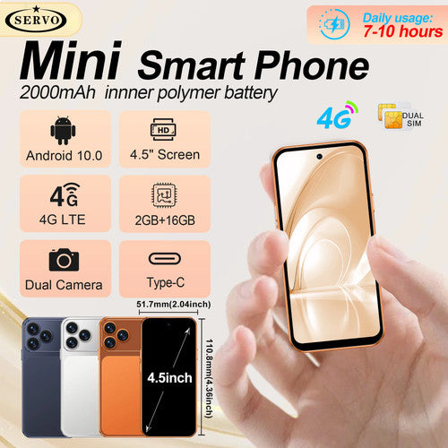 SERVO Android 10 4G LTE 4.5inch Dual SIM 2GB RAM 16GB ROM Fast Smartphone