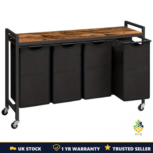 Laundry Basket Storage Cart with 4 Removable Oxford Bags Wheels Rolling Trolley