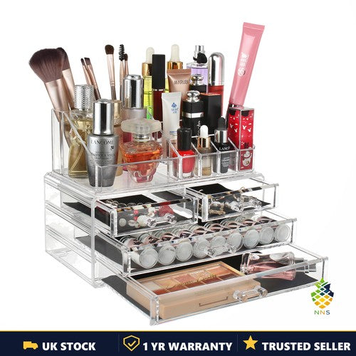 Cosmetic Storage Box Desktop Makeup Skincare Organiser Large Dustproof Clear UK