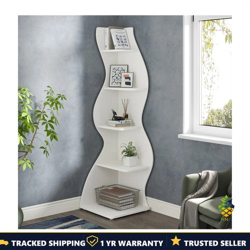 Tribesigns 5-Tier Corner Bookshelf Modern Industrial Designer Storage Display UK