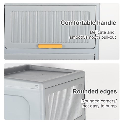 6 Tier Stackable Storage Cabinet Flip-Top Lid Boxes Space Saving Organiser Unit