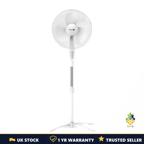 16" Pedestal Fan White Oscillating 3 Speed Adjustable Quiet Standing Cooling UK