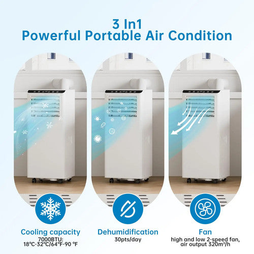 EUHOMY HiMISS 7000 BTU Portable Air Conditioner Dehumidifier LCD Display UK