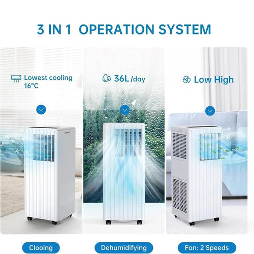 HiMISS Portable Air Conditioner 7000 Btu AC Cooling Dehumidifying Fan Remote