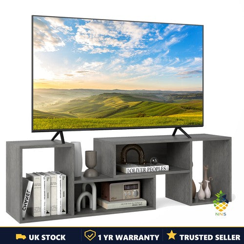 2-Piece Console TV Stand Modern Minimalist Entertainment Centre Grey Living Room