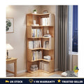 5-Tier Narrow Corner Bookshelf L-Shaped Freestanding Wood Storage 40x40x162cm UK